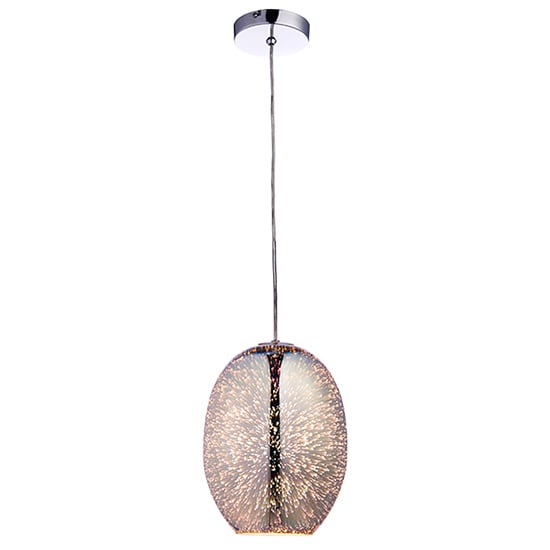 Photo of Stellar holographic glass ceiling pendant light in chrome
