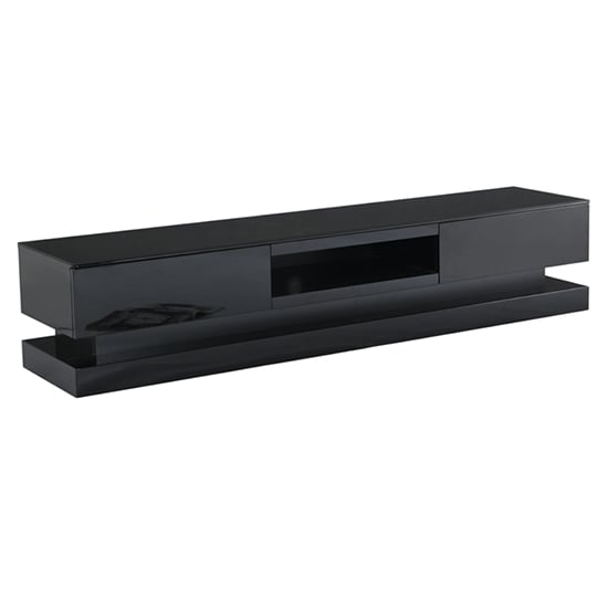 Step High Gloss TV Stand In Black With Multi LED Lighting_2