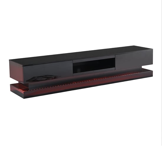 Step High Gloss TV Stand In Black With Multi LED Lighting_4
