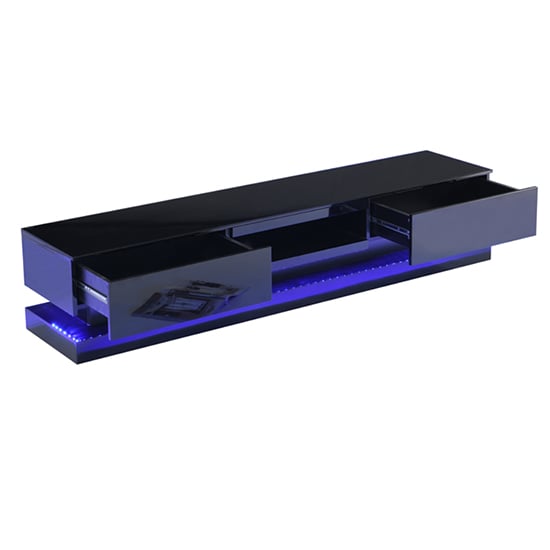 Step High Gloss TV Stand In Black With Multi LED Lighting_7