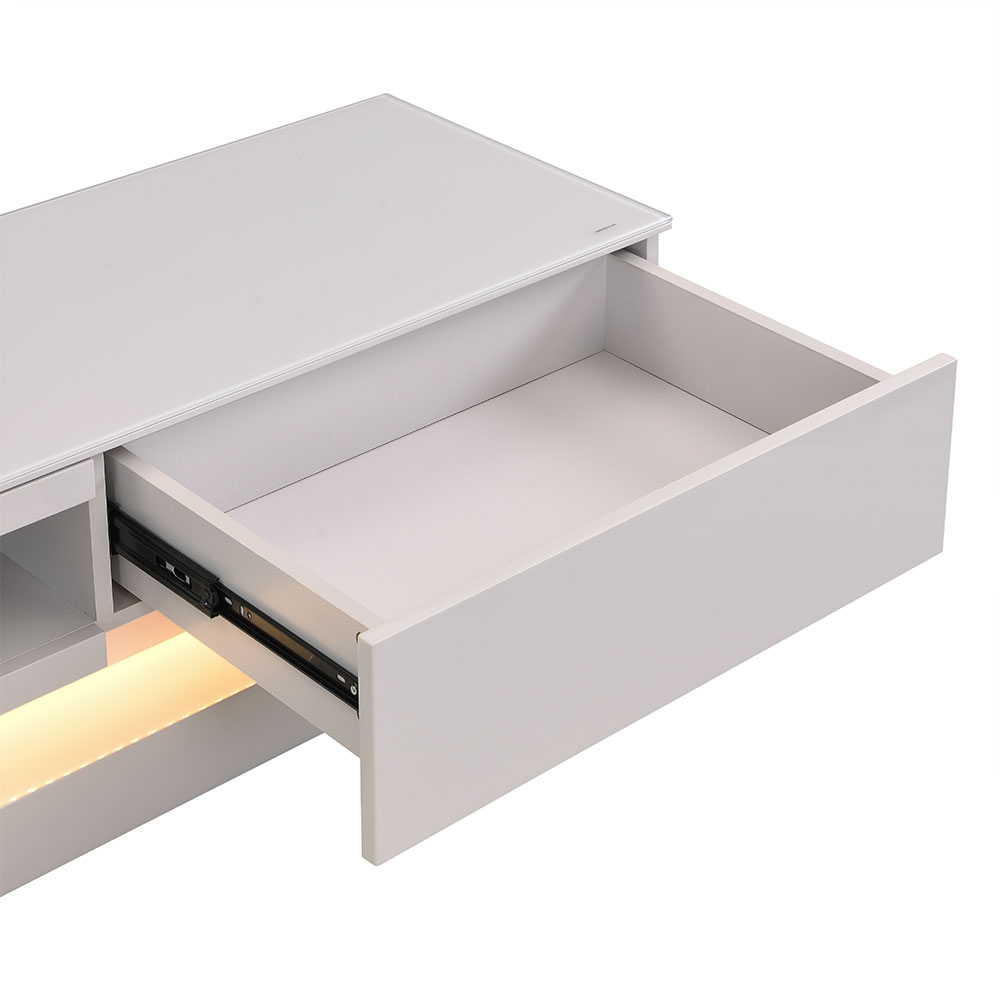 Step High Gloss TV Stand in Cashmere with LED