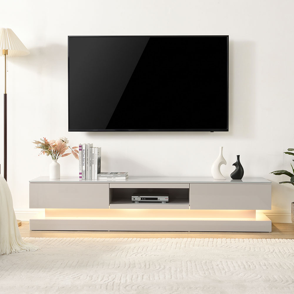Step High Gloss TV Stand in Cashmere with LED