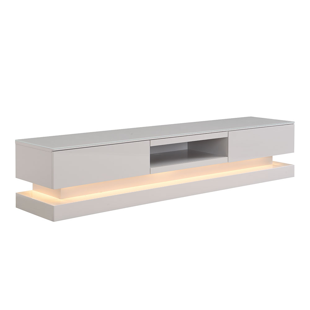 Step High Gloss TV Stand in Cashmere with LED
