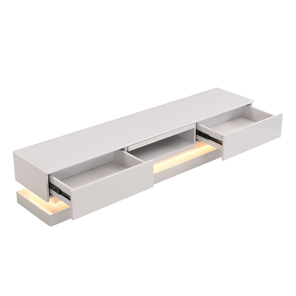 Step High Gloss TV Stand in Cashmere with LED