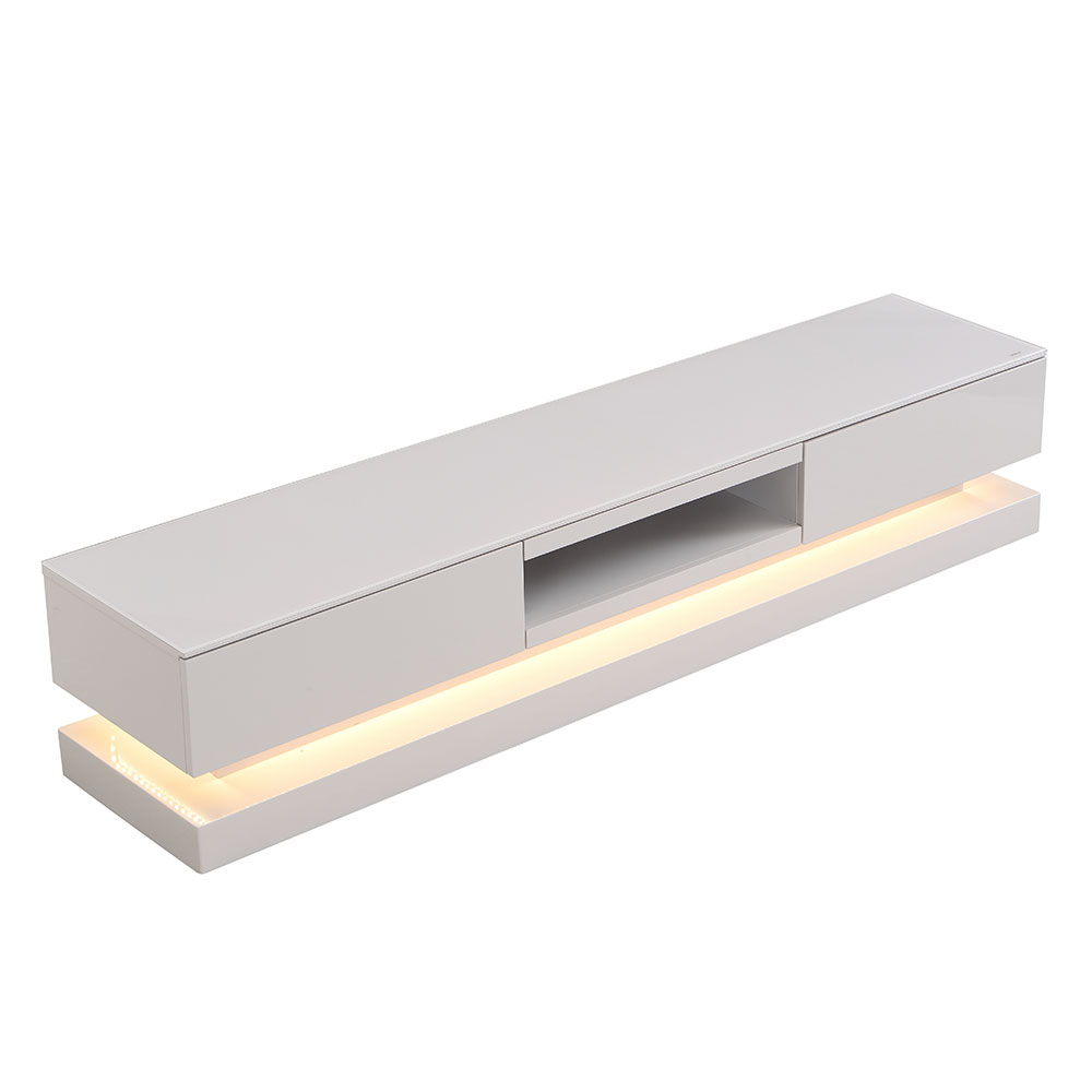 Step High Gloss TV Stand in Cashmere with LED