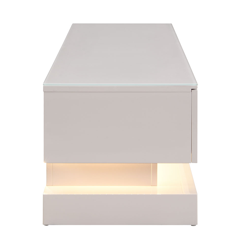 Step High Gloss TV Stand in Cashmere with LED