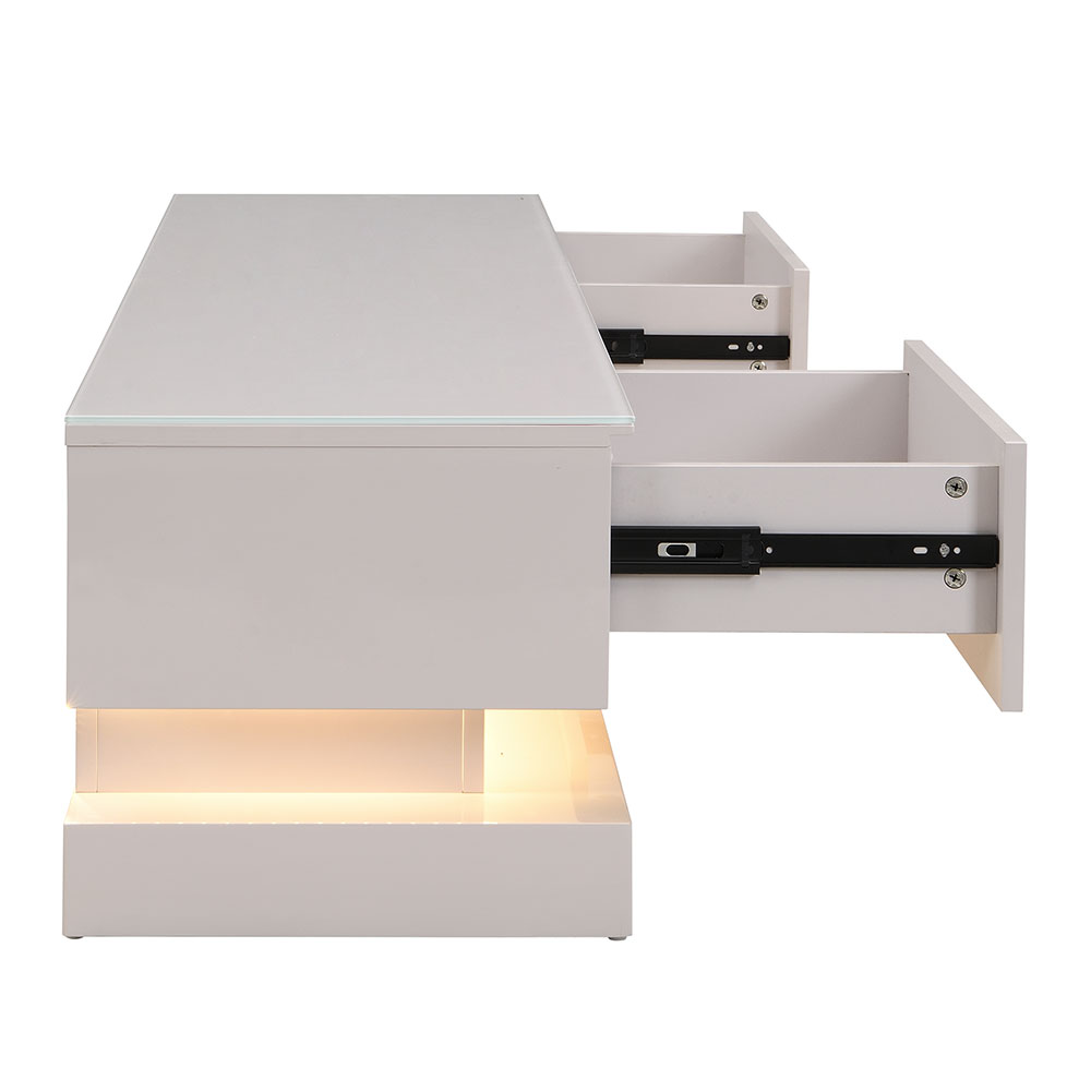 Step High Gloss TV Stand in Cashmere with LED