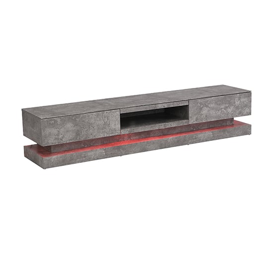 Step Wooden TV Stand In Concrete Effect With Multi LED Lighting_11