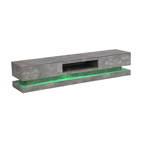 Step Wooden TV Stand In Concrete Effect With Multi LED Lighting_12