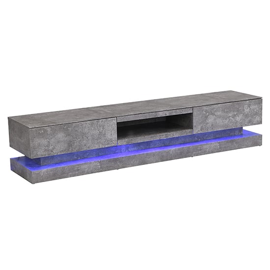 Step Wooden TV Stand In Concrete Effect With Multi LED Lighting_2