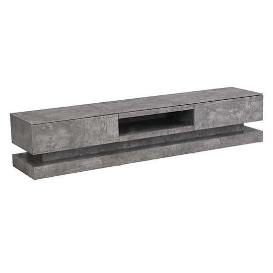 Step Wooden TV Stand In Concrete Effect With Multi LED Lighting_3