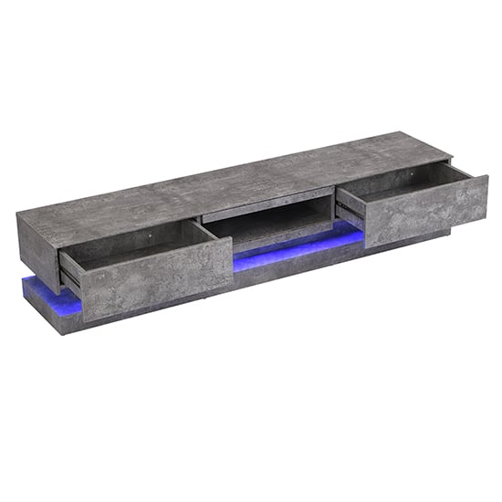 Step Wooden TV Stand In Concrete Effect With Multi LED Lighting_5