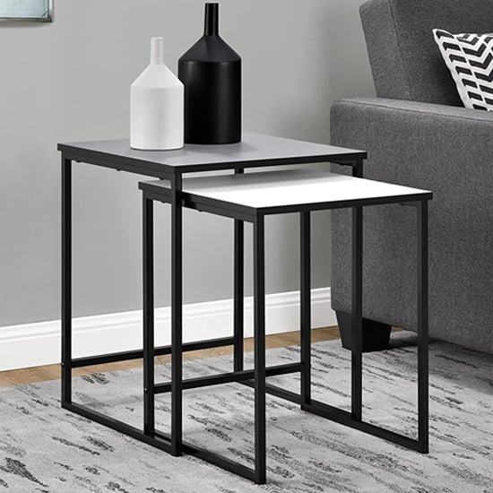 Photo of Stewarts wooden set of 2 nesting tables in grey and white