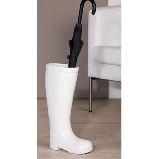 Photo of Stiefel rain boot ceramic umbrella stand in white