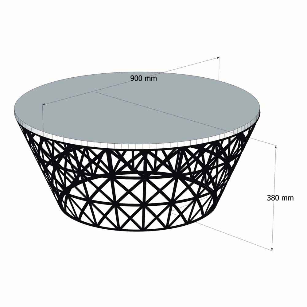 Stil Round White Marble Effect Coffee Table with Black Metal Base