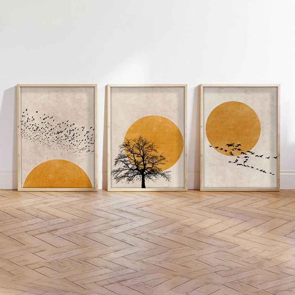 Stillform Wooden 20x30cm Migration at Dusk Art Frame Set of 3 in Multicolour