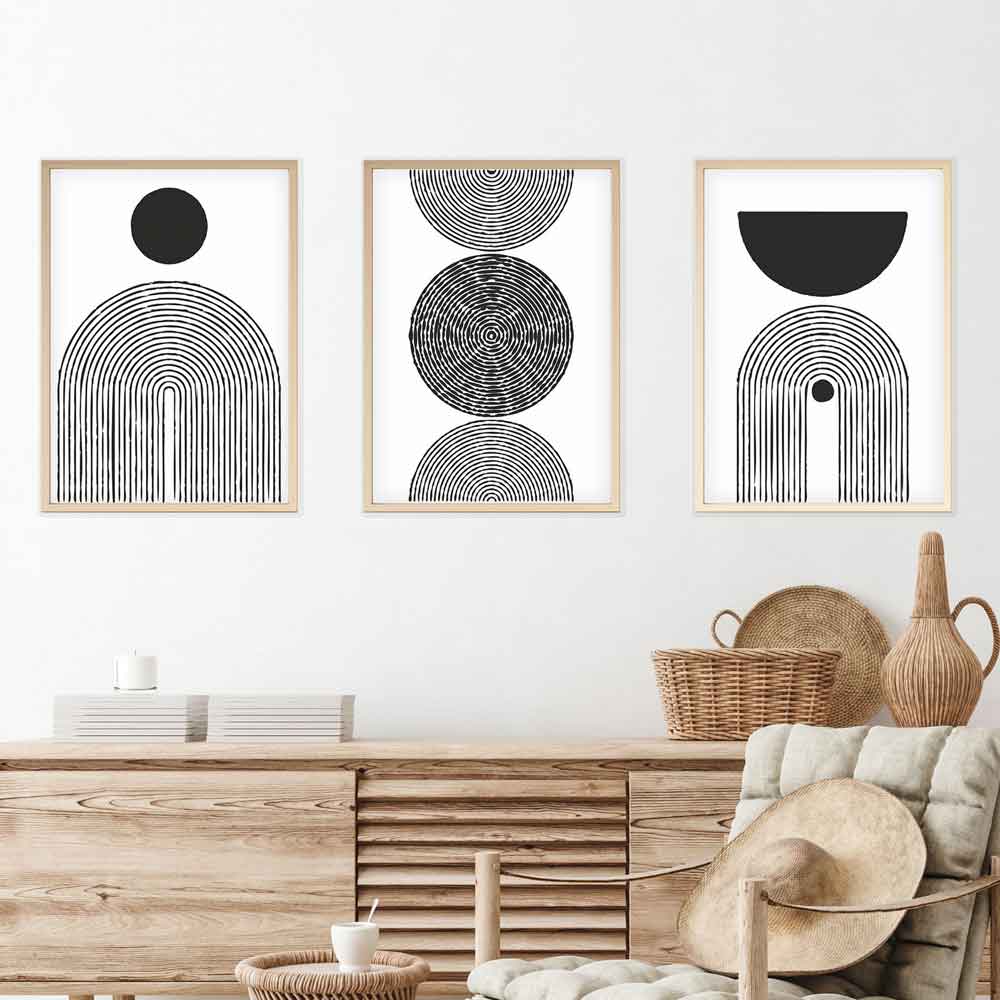 Stillform Wooden 20x30cm Monochrome Art Frame Set of 3 in Black and White