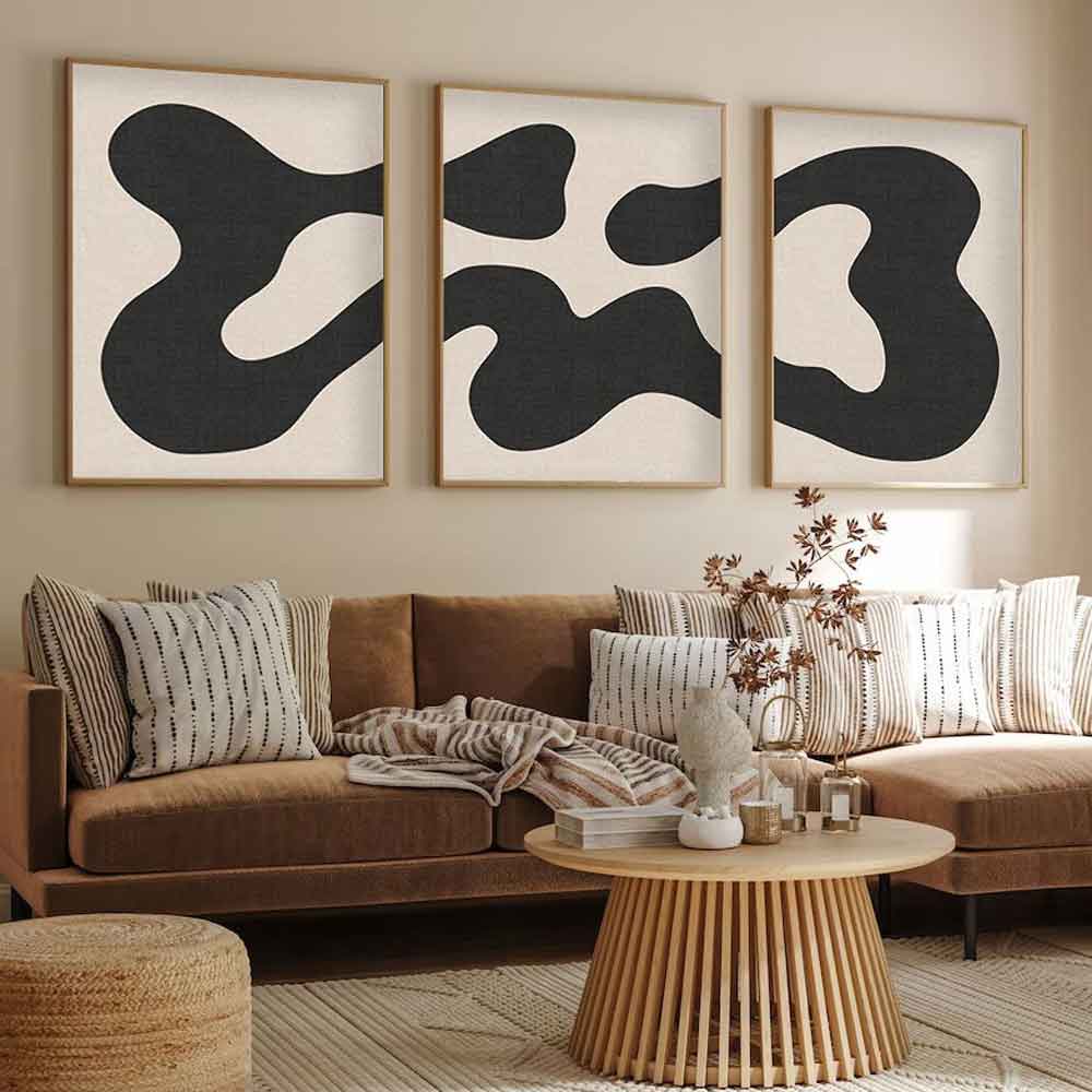 Stillform Wooden 30x40cm Fluidity Art Frame Set of 3 in Black and White