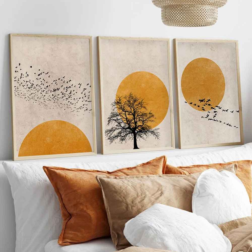 Stillform Wooden 30x40cm Migration at Dusk Art Frame Set of 3 in Multicolour