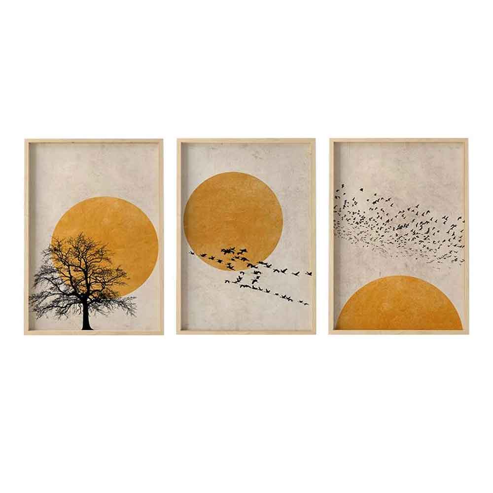 Stillform Wooden 30x40cm Migration at Dusk Art Frame Set of 3 in Multicolour