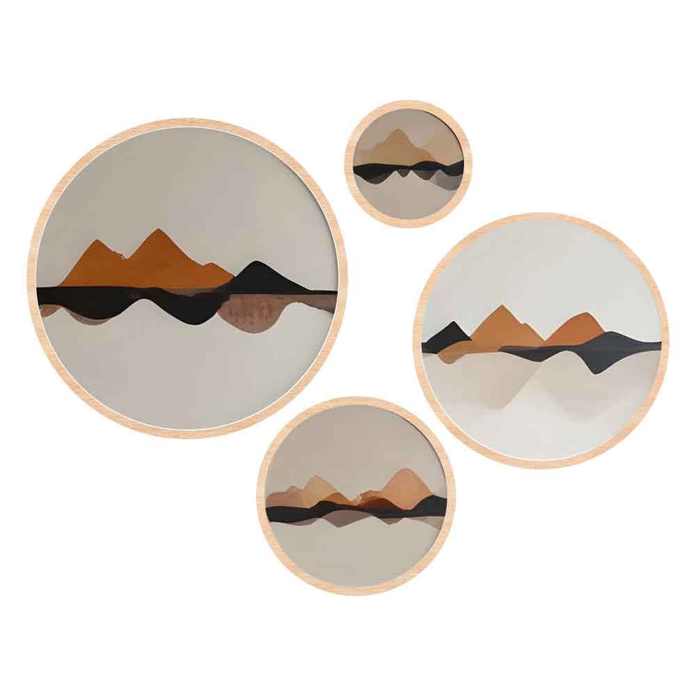 Stillform Wooden Rounds Desert Mirage Art of Frame Set of 4 in Multicolour