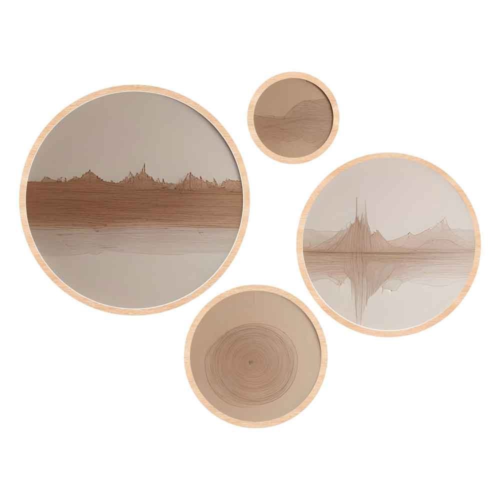 Stillform Wooden Rounds Ethereal Echoes Art of Frame Set of 4 in Multicolour