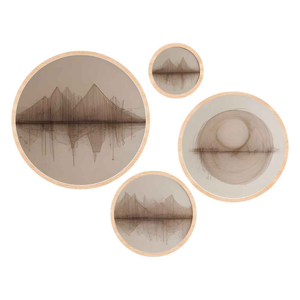 Stillform Wooden Rounds Vintage Vellum Art of Frame Set of 4 in Multicolour