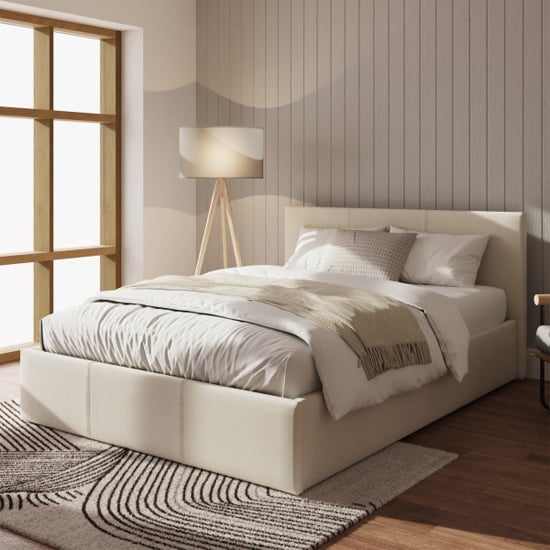 Read more about Stilton side lift ottoman faux leather small double bed in natural