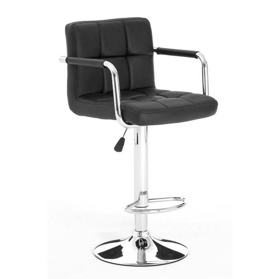 Stocam Black Faux Leather Bar Chairs With Chrome Base In A Pair_2