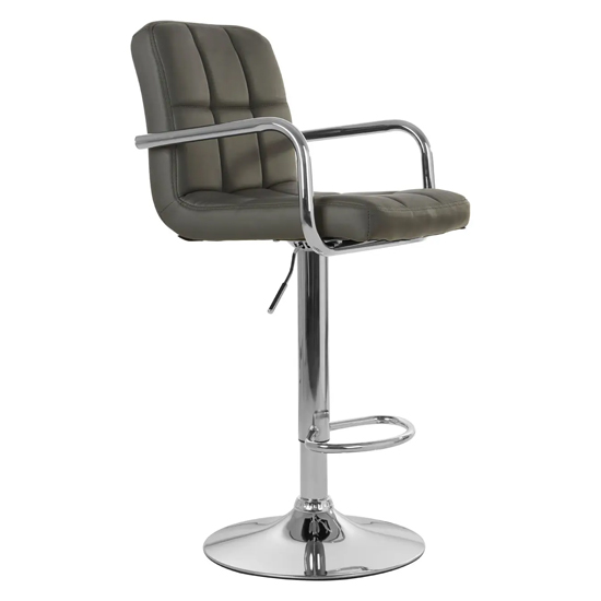 Stocam Grey Faux Leather Bar Chairs With Chrome Base In A Pair