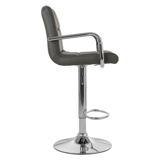 Stocam Grey Faux Leather Bar Chairs With Chrome Base In A Pair