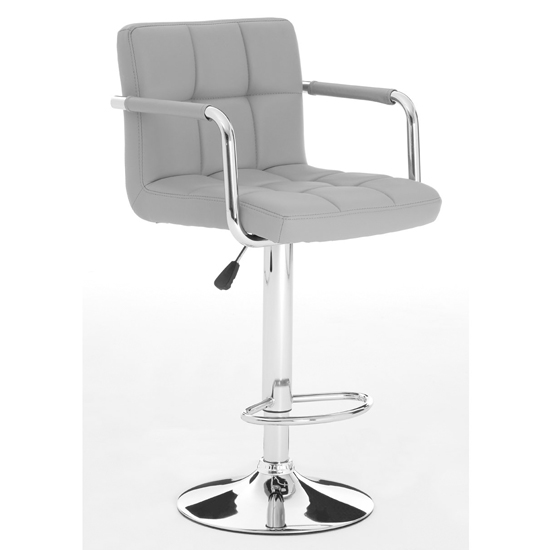 Stocam Grey Faux Leather Bar Chairs With Chrome Base In A Pair_2