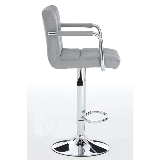 Stocam Grey Faux Leather Bar Chairs With Chrome Base In A Pair_3