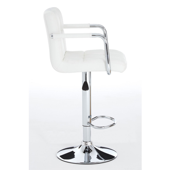 Stocam White Faux Leather Bar Chairs With Chrome Base In A Pair_3