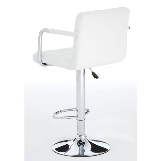 Stocam White Faux Leather Bar Chairs With Chrome Base In A Pair_4