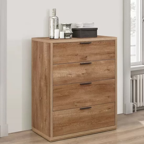 Stock Wooden Chest Of 4 Drawers In Rustic Oak