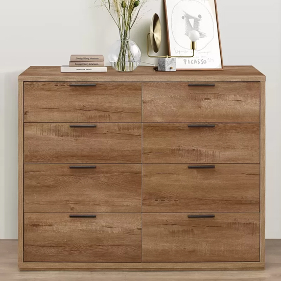 Seward Wooden Chest Of 8 Drawers In Rustic Oak