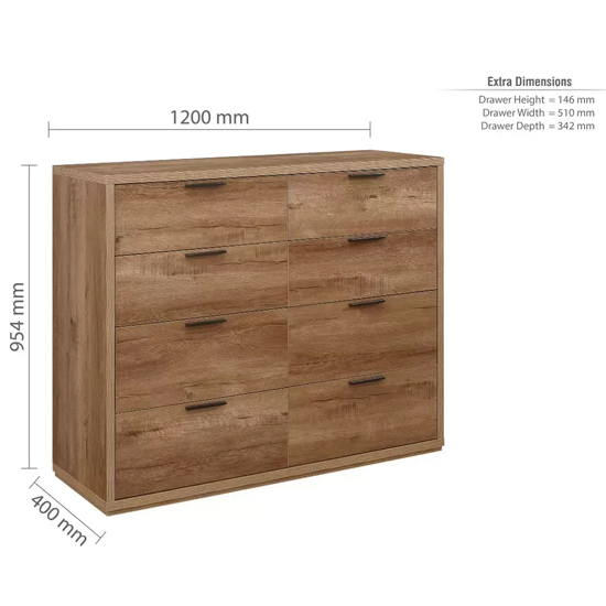 Seward Wooden Chest Of 8 Drawers In Rustic Oak