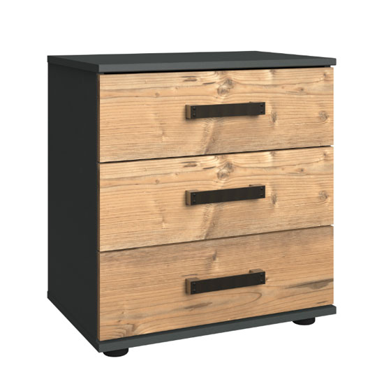 Read more about Stockholm 3 drawers bedside cabinet in silver fir and graphite