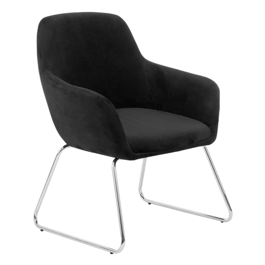 Porrima Fabric Chair in Black With Stainless Steel Legs   