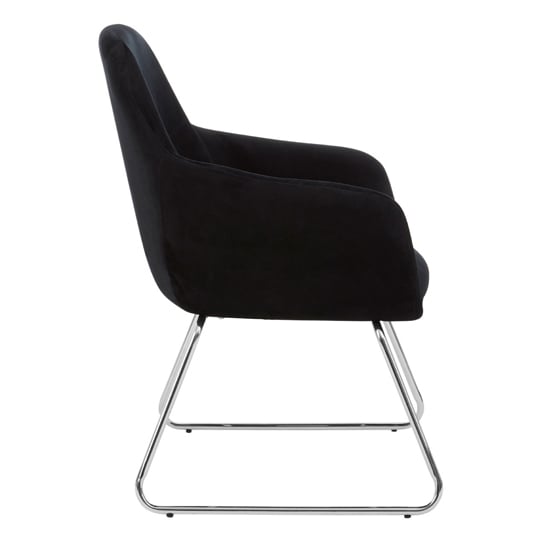 Porrima Fabric Chair in Black With Stainless Steel Legs   