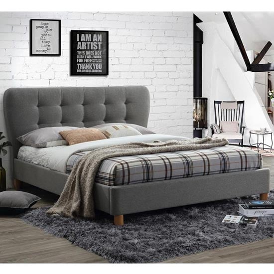 Photo of Stockholm fabric small double bed in grey