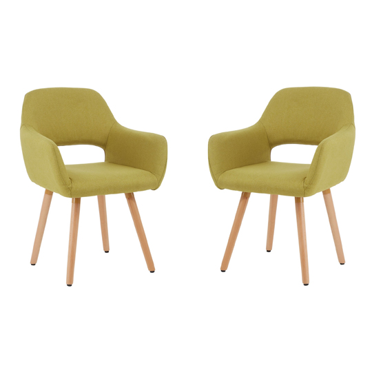 Photo of Porrima green dining chair with wooden legs in pair