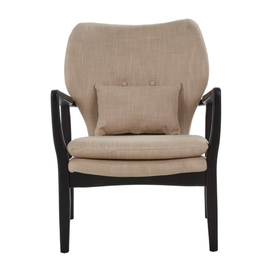Porrima Lounge Chair In Beige With Black Wooden Frame   