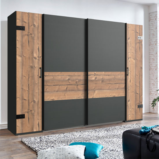 Read more about Stockholm sliding door wardrobe in silver fir and graphite