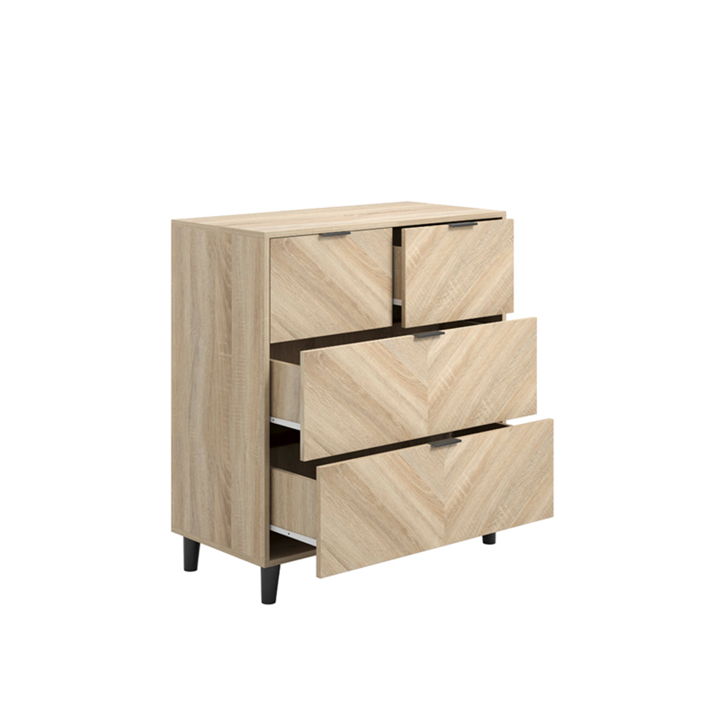 Stockholm Wooden Chest Of 4 Drawers In Sonoma Oak