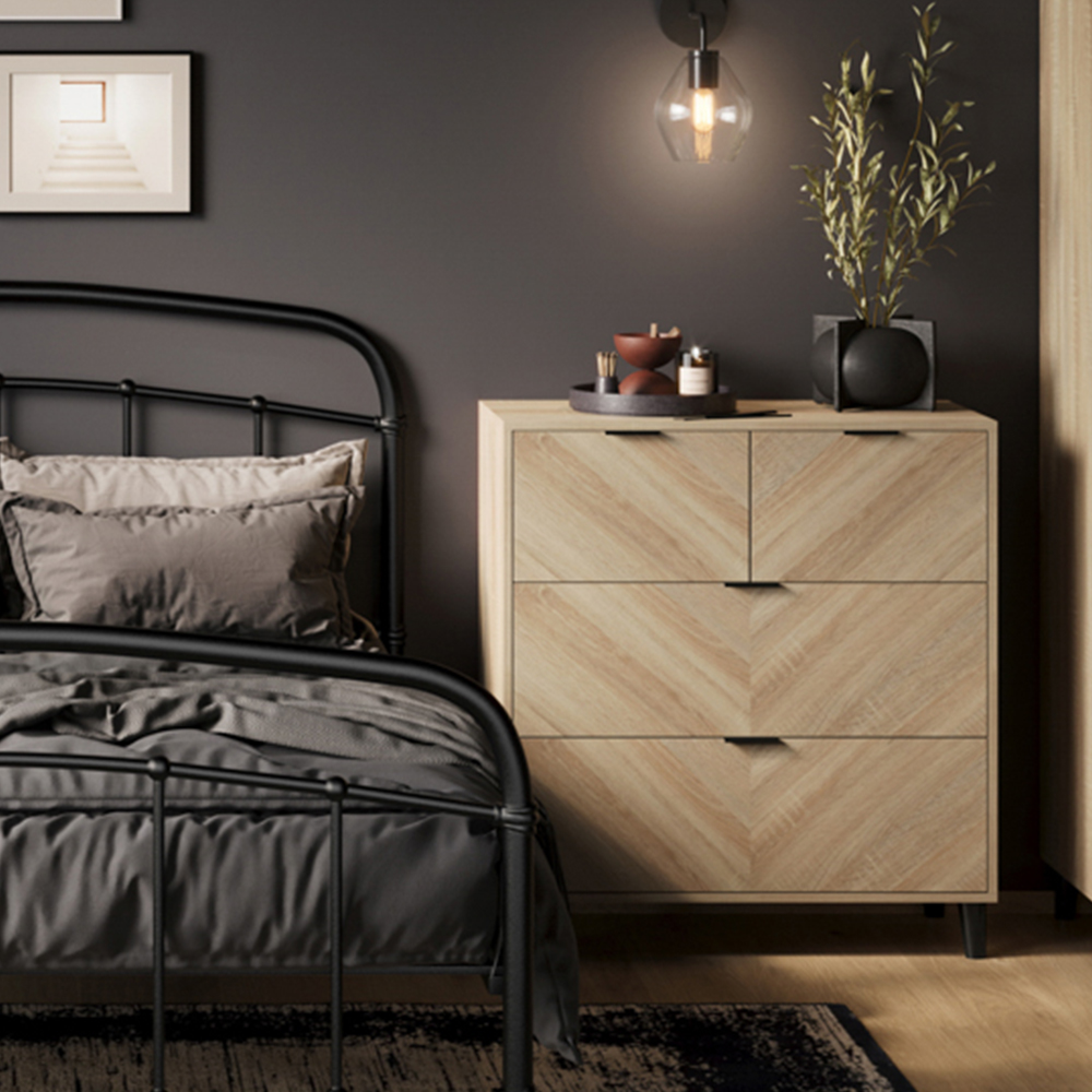 Stockholm Wooden Chest Of 4 Drawers In Sonoma Oak