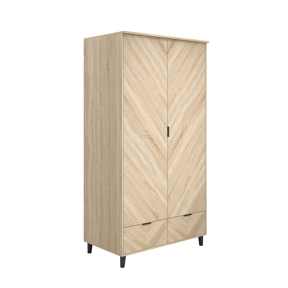 Read more about Stockholm wooden wardrobe with 2 doors 2 drawers in sonoma oak