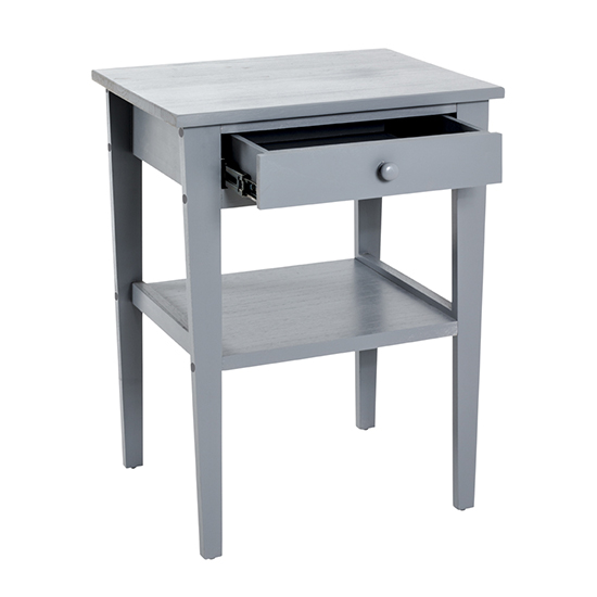 Stockton Wooden 1 Drawer Side Table In Grey