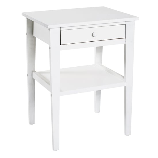 Stockton Wooden 1 Drawer Side Table In White